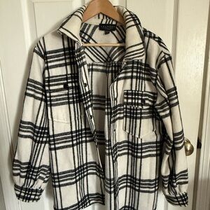 Laundry By Shelli Segal Black and White Plaid Top